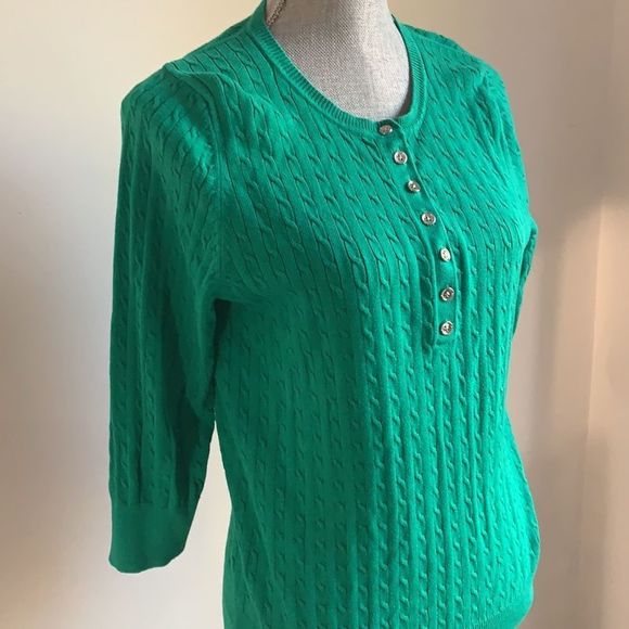 🌈  3/$20  90s country core cable knit pull over green sweater - Picture 4 of 8